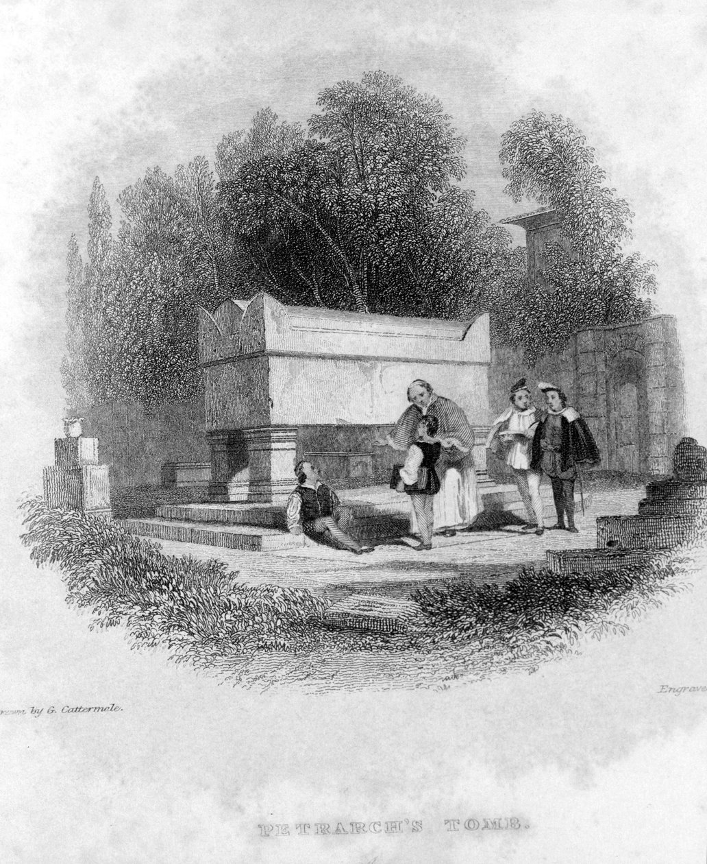 Tombe de Francesco Petrarca (Pétrarque) à Arqua près de Ravenne. - Unknown artist
