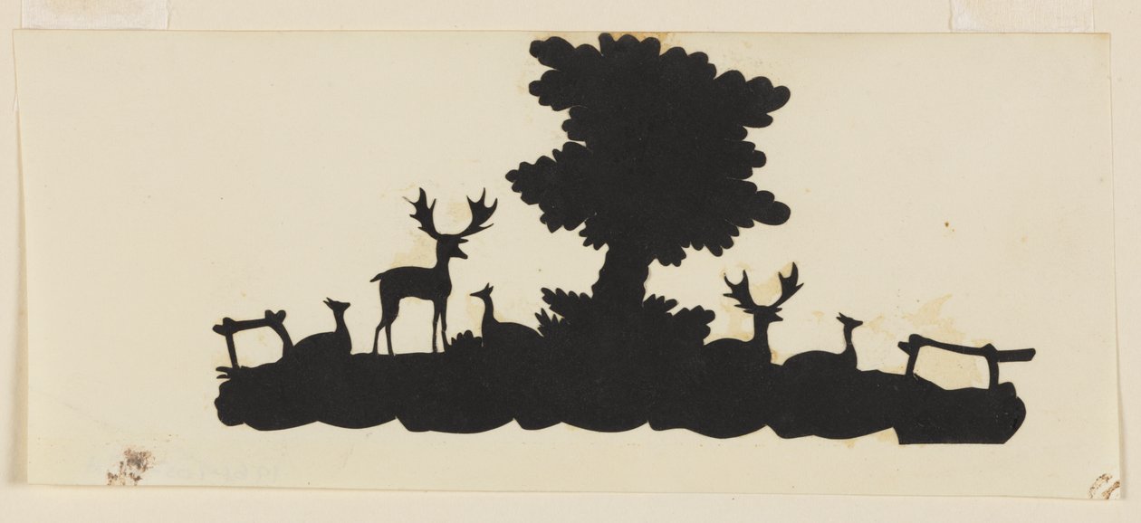 Arbre avec cerfs et chevreuil - Unknown artist