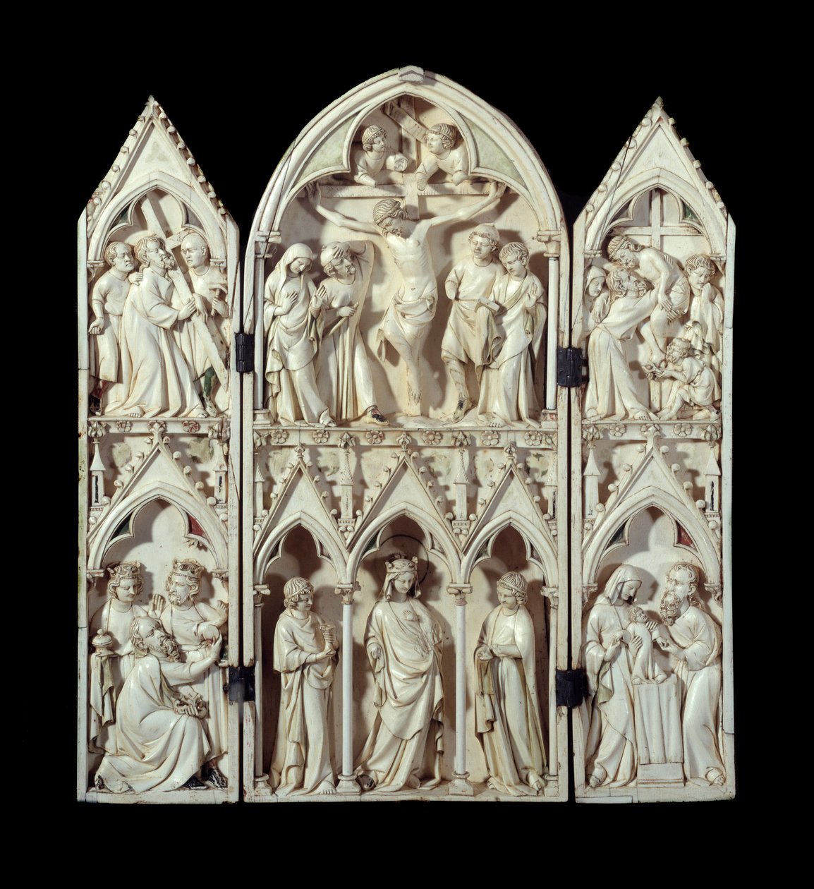 Triptyque de Saint-Sulpice du Tarn : Portement de la Croix, Crucifixion, Descente de Croix, Adoration des Mages, Vierge glorieuse, Présentation au Temple - Unknown artist