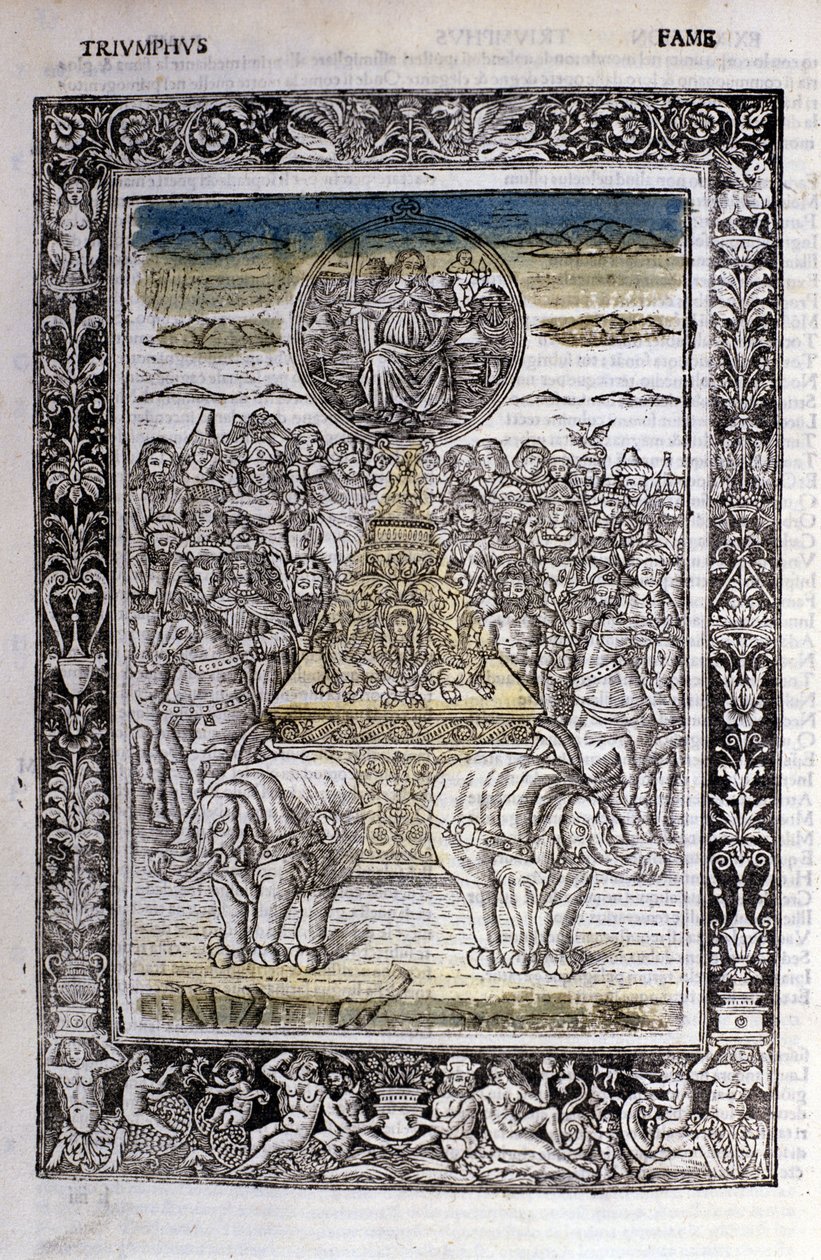 Triomphe de la renommée de Francesco Petrarca (Pétrarque). Miniature sd. Bibl. Trivulziana, Milan - Unknown artist