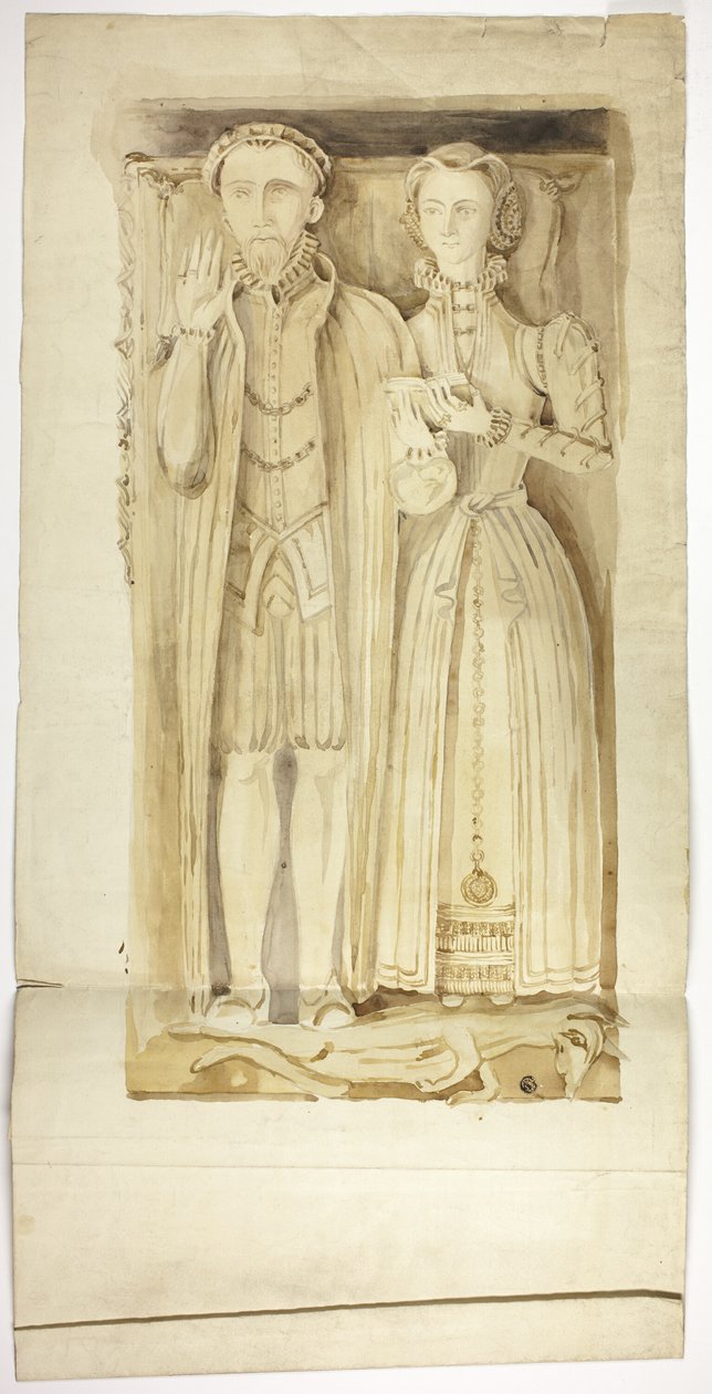 Dalle funéraire Tudor avec effigies d