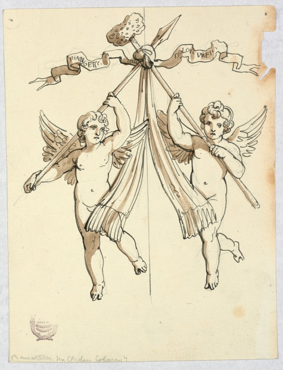 Deux anges avec lance et éponge sacrée - Unknown artist