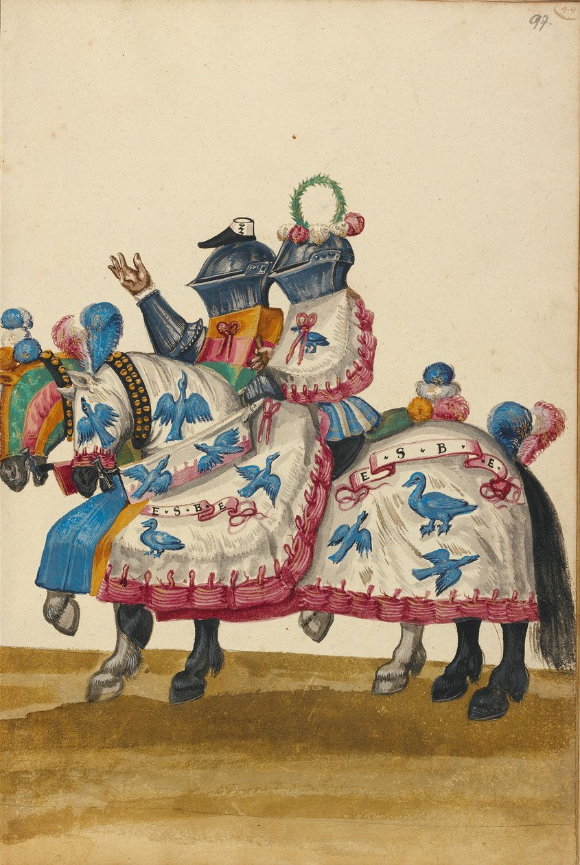Deux hommes en armure pour un tournoi-concours - Unknown artist
