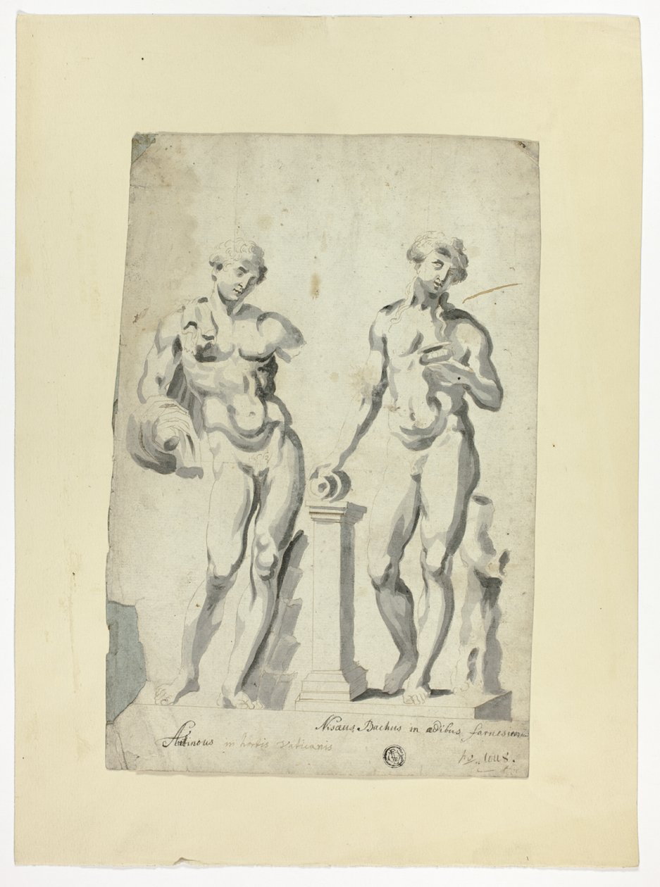 Deux sculptures : Antinous dans les jardins du Vatican et Nisaus Bacchus au Palais Farnèse - Unknown artist