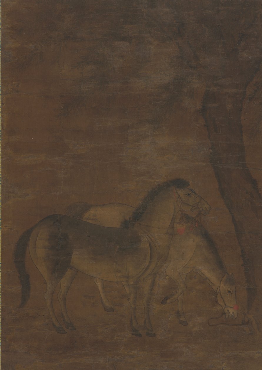Deux chevaux sous un arbre - Unknown artist