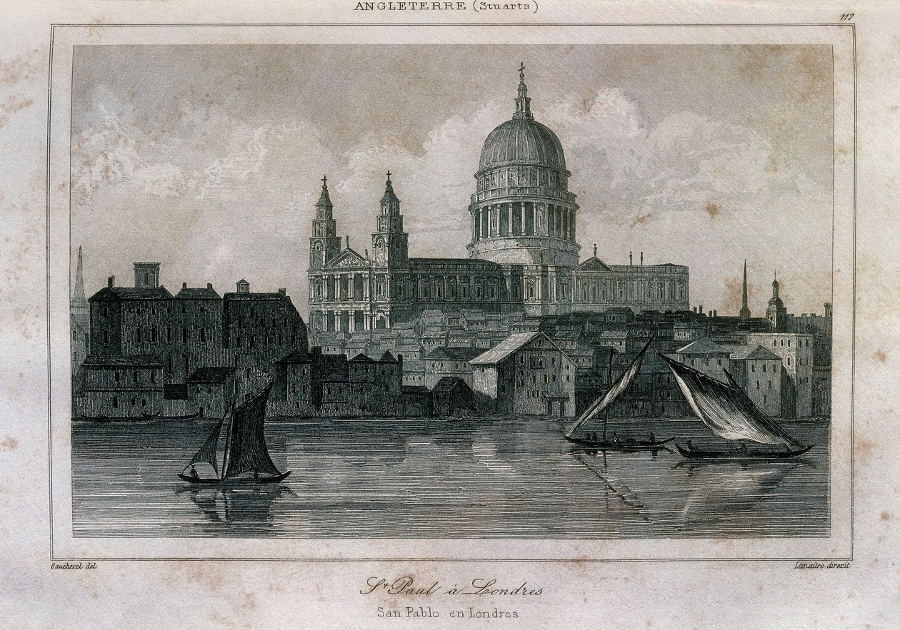 Vue de la cathédrale Saint-Paul à Londres près de la Tamise - Unknown artist