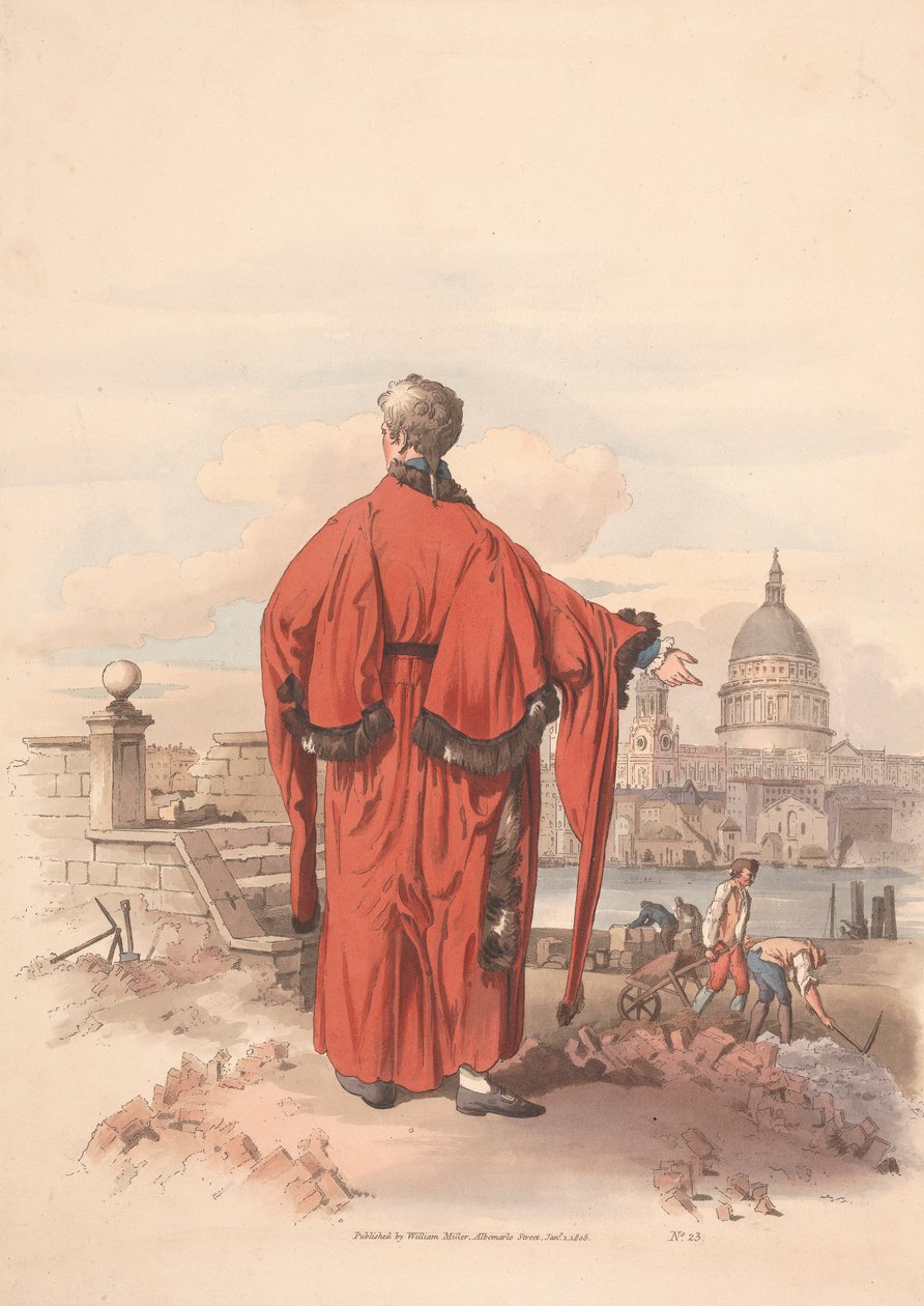Vue de St. Pauls à travers la rivière avec une figure en robe au premier plan - Unknown artist