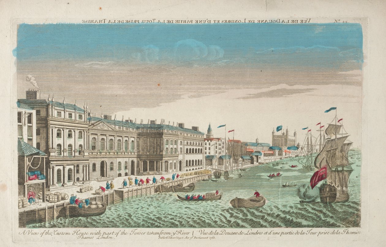 Vue du Custom House et de la Douane de Londres - Unknown artist
