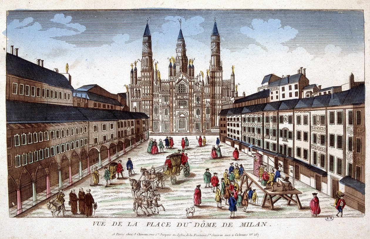 Vue de la place du Dôme à Milan. Début XVIIIe siècle. - Unknown artist
