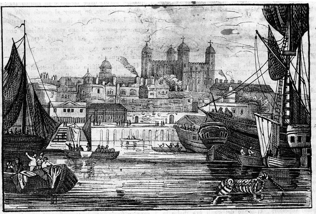 Vue de la Tour de Londres et de la Tamise à la fin du XVIIIe siècle Gravure - Unknown artist