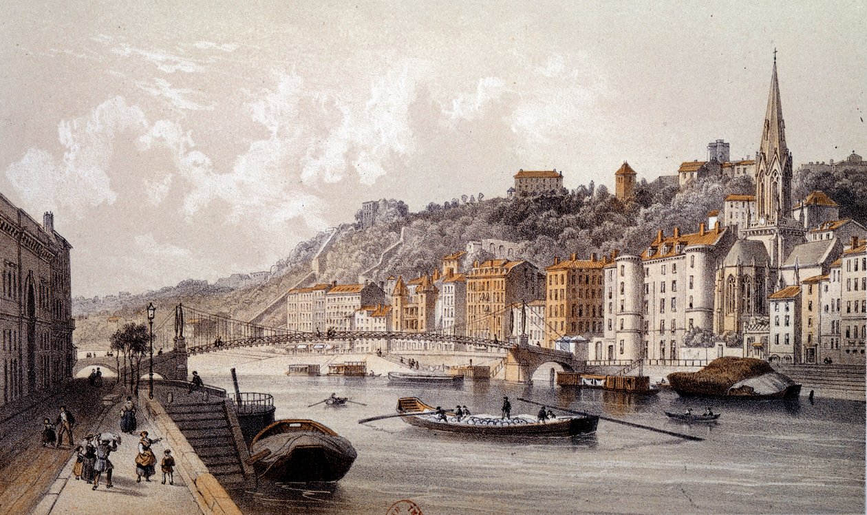 Vue de la ville de Lyon depuis le Quai Tilsitt - Unknown artist
