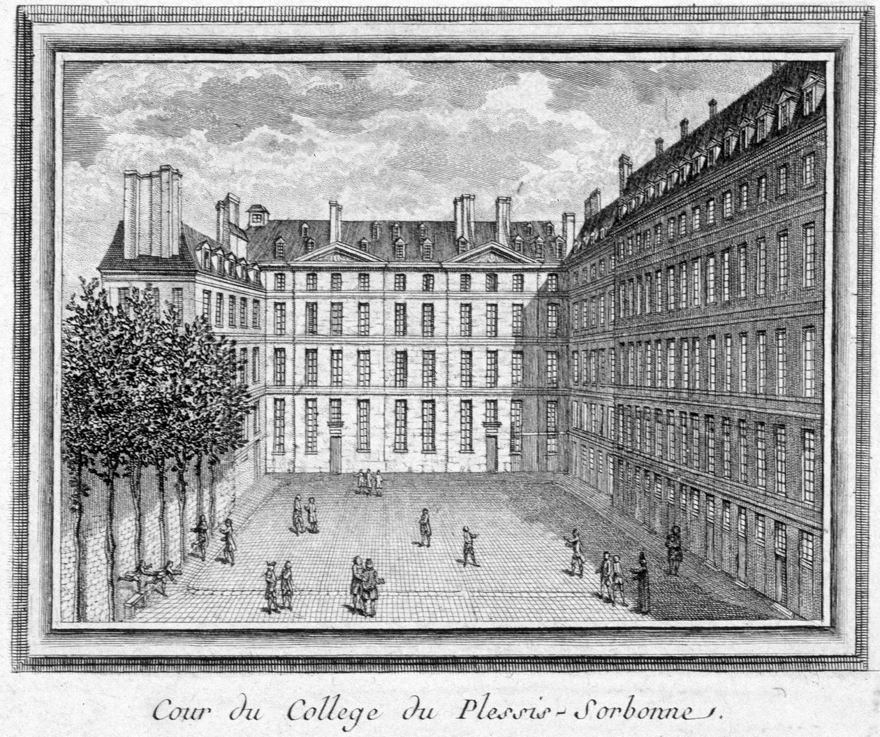 Vue de la cour du collège de Plessis Sorbonne (Paris), fondé en 1323 par Geoffroy du Plessis Balisson, utilisé en 1848 et 1849 par l