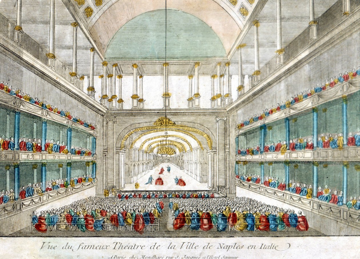 Vue du célèbre théâtre de la ville de Naples en Italie - Unknown artist