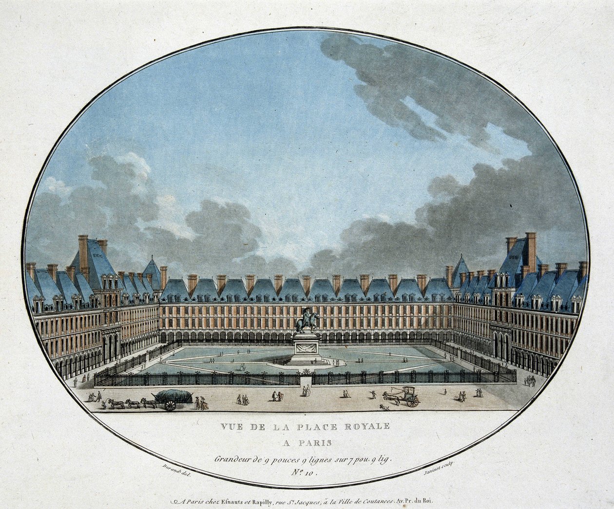 Vue de la Place Royale à Paris (Place des Vosges). sd. gravure du 18ème siècle - Unknown artist