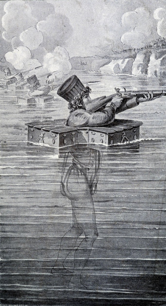 Tenue de guerre du XIXe siècle. Gravure du XIXe siècle. - Unknown artist