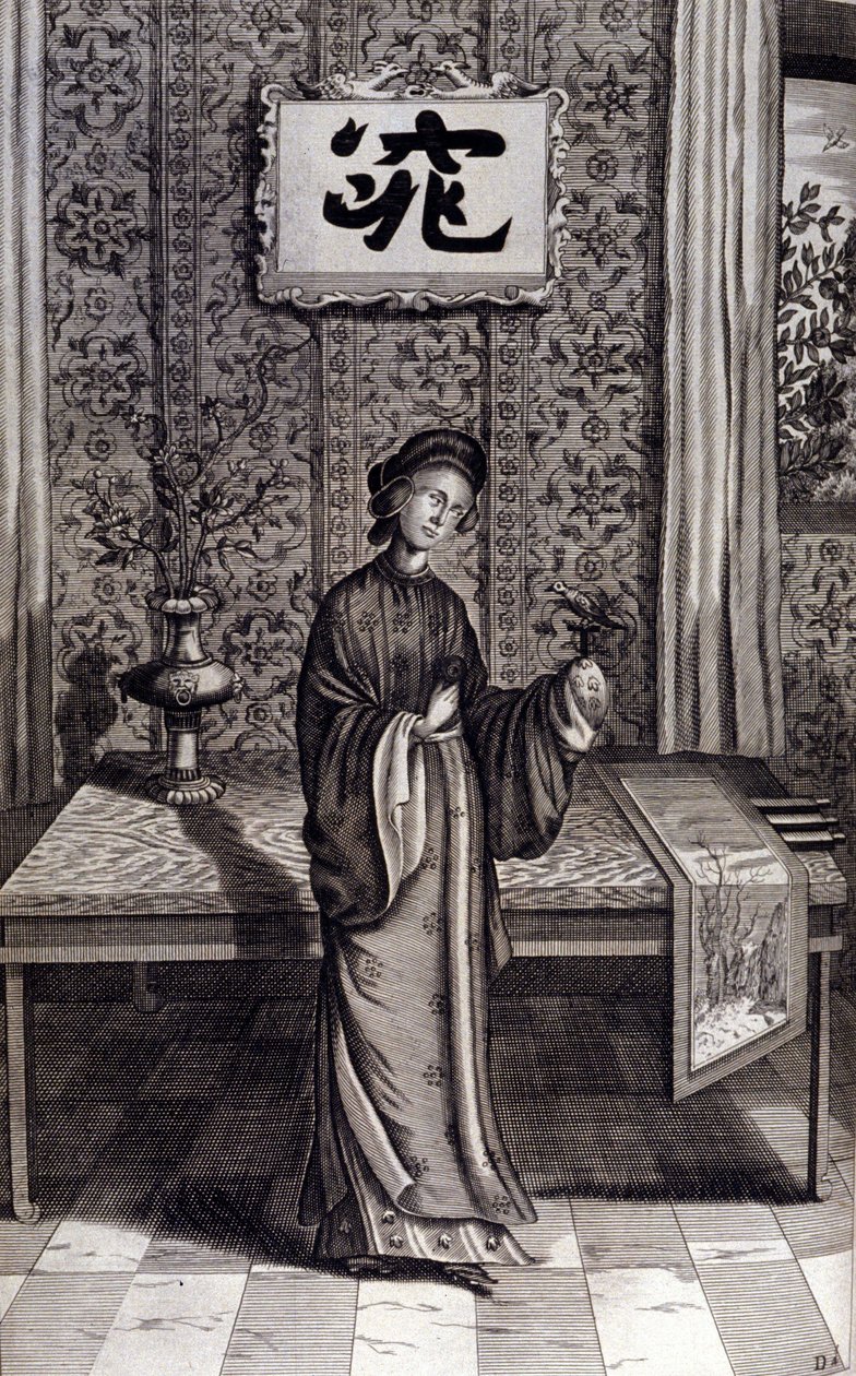 Femme de la noblesse chinoise. « De China Monumenta » par Athanasius Kircher (1601 - 1680), jésuite, orientaliste et érudit allemand, Amsterdam 1667 - Unknown artist