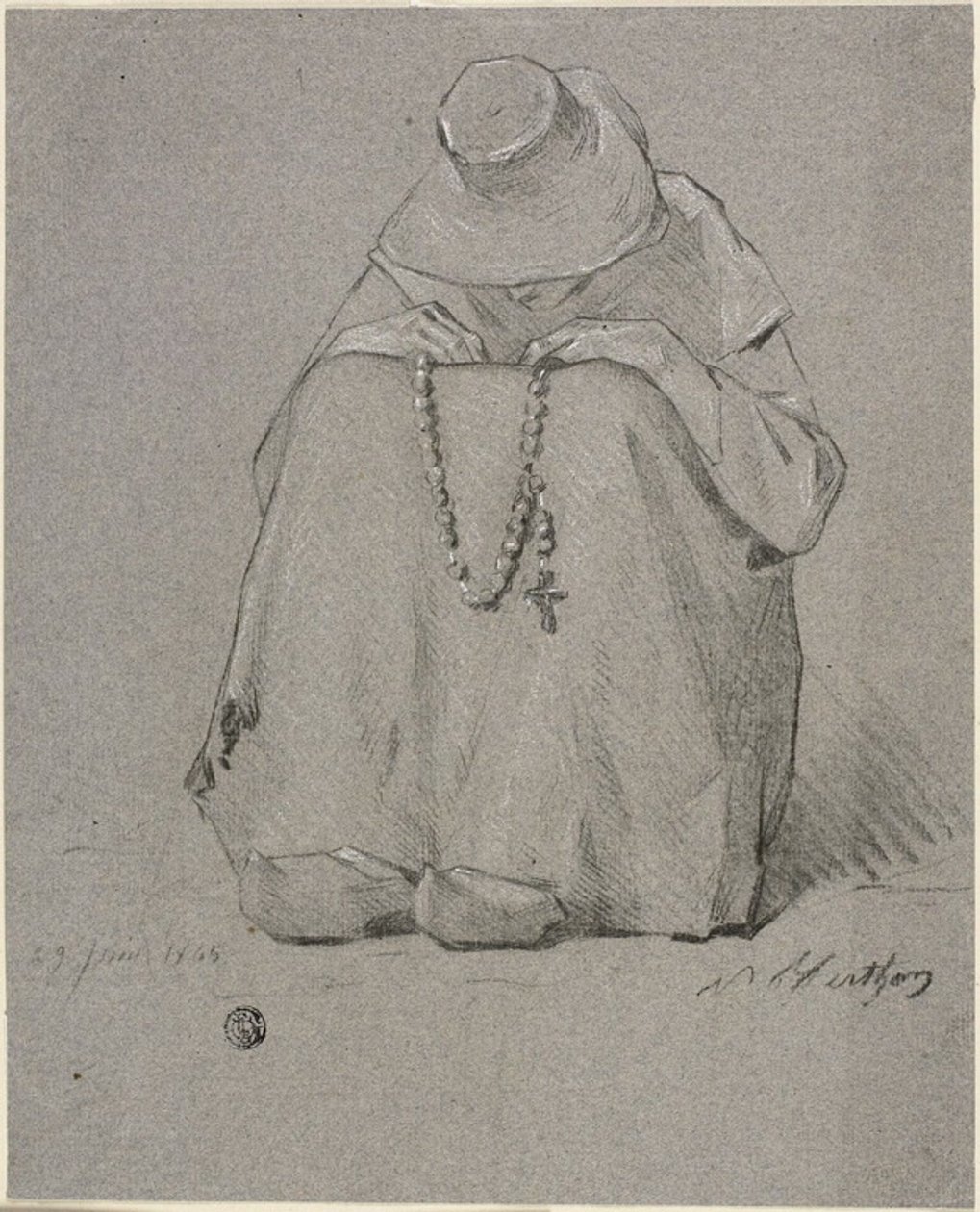 Femme avec un chapelet - Unknown artist