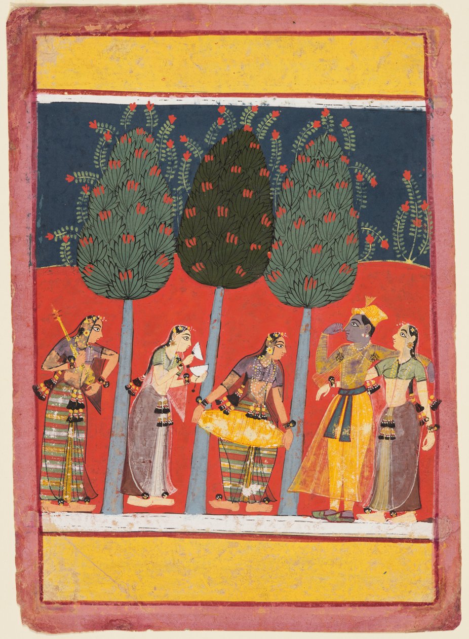 Des femmes jouent de la musique pour Radha et Krishna : Chitrini Nayika, d