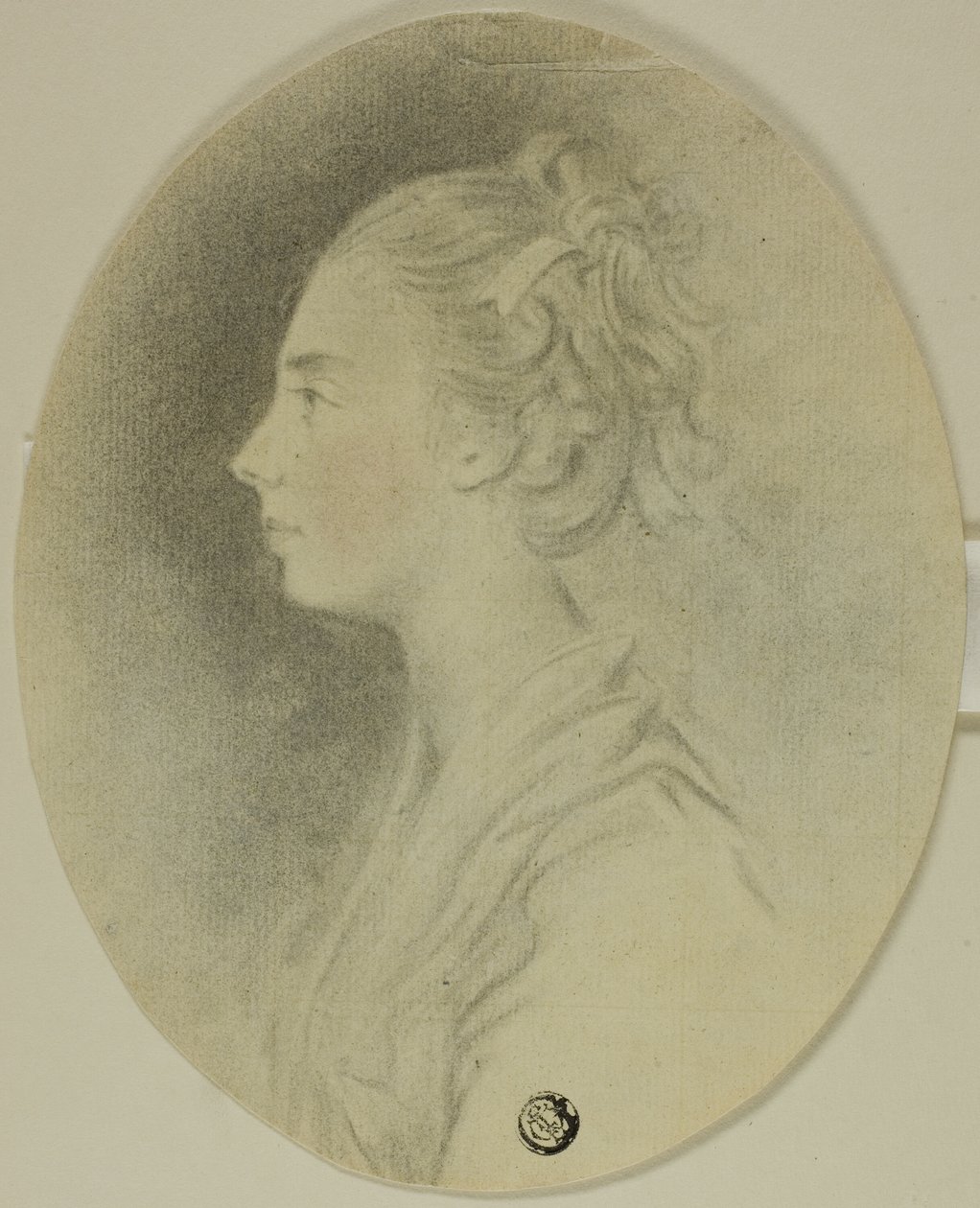 Jeune femme de profil avec ruban dans les cheveux - Unknown artist