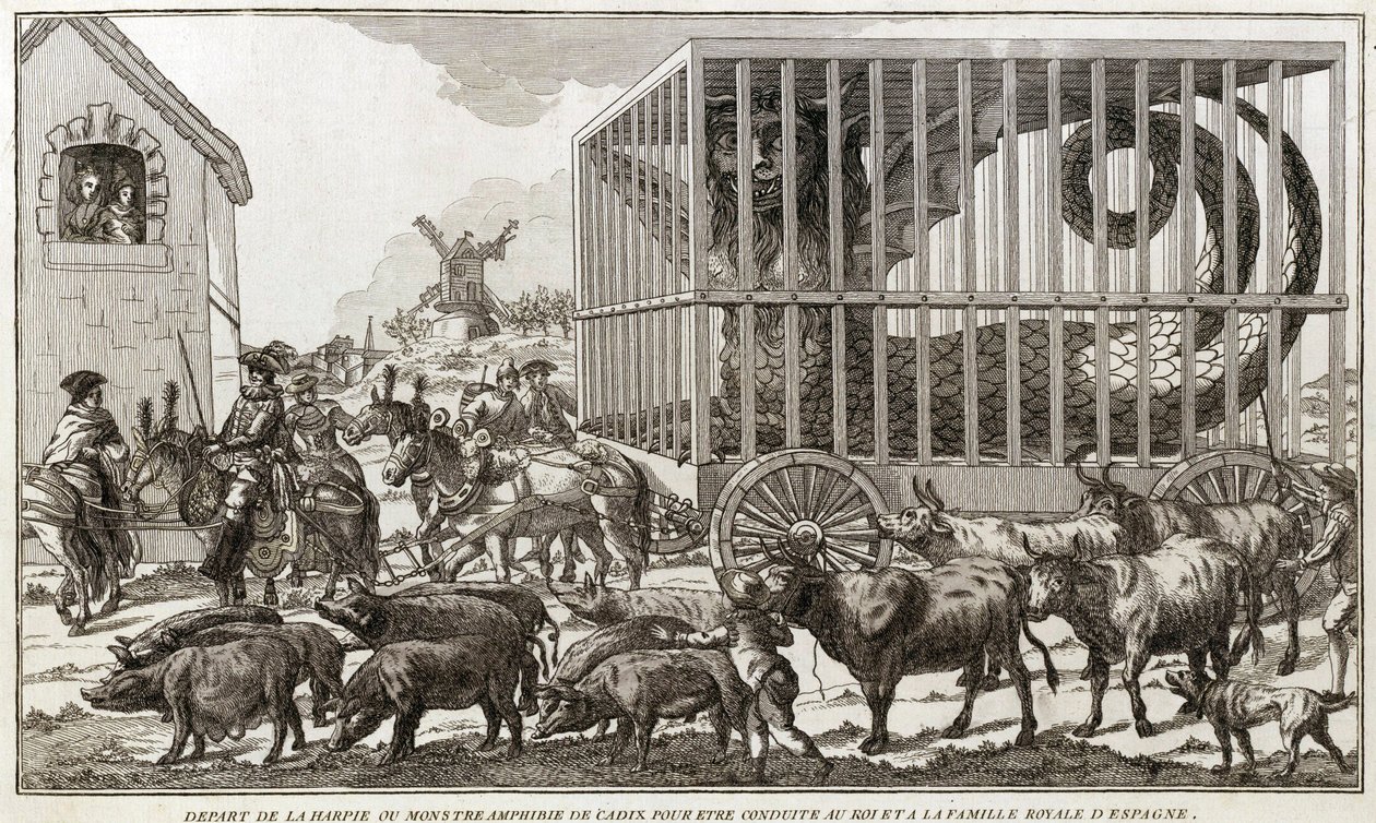 Zoomorphisme - Caricature contre Marie-Antoinette - Partie de la harpie ou monstre amphibie de Cadix pour être emmenée au roi et à la famille royale d