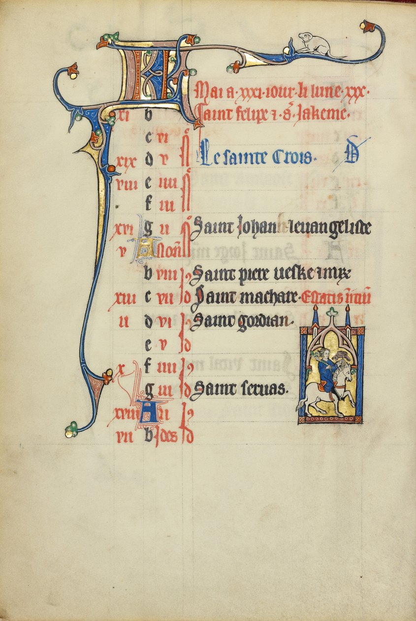 Page du calendrier pour le mois de mai ; Hawking - Unknown artist/maker