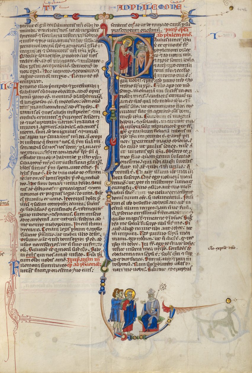Initial P : Saint Paul remettant un parchemin à un évêque - Unknown artist/maker