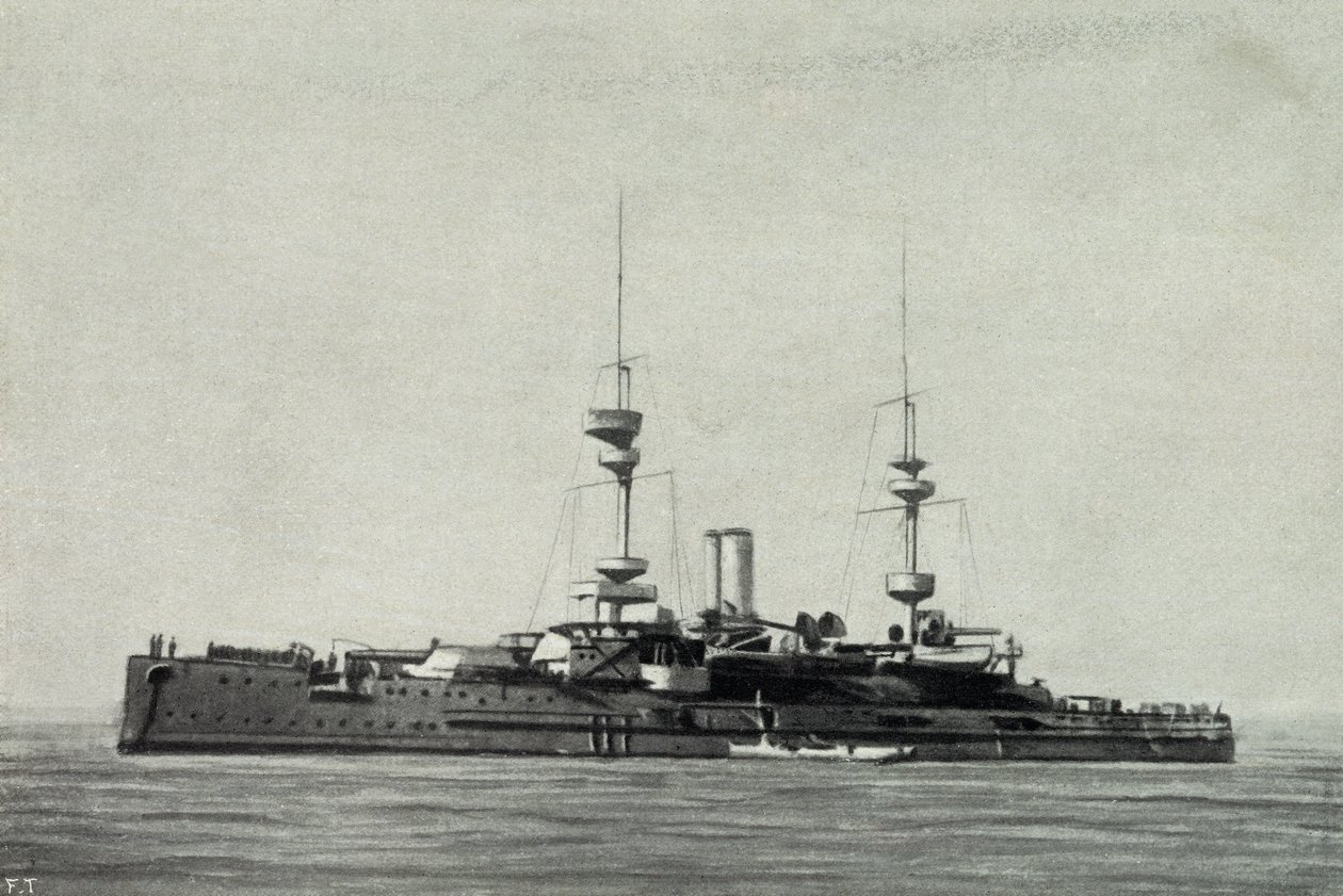 Le cuirassé anglais Ocean, coulé lors de la bataille des Dardanelles le 18 mars - Unknown photographer