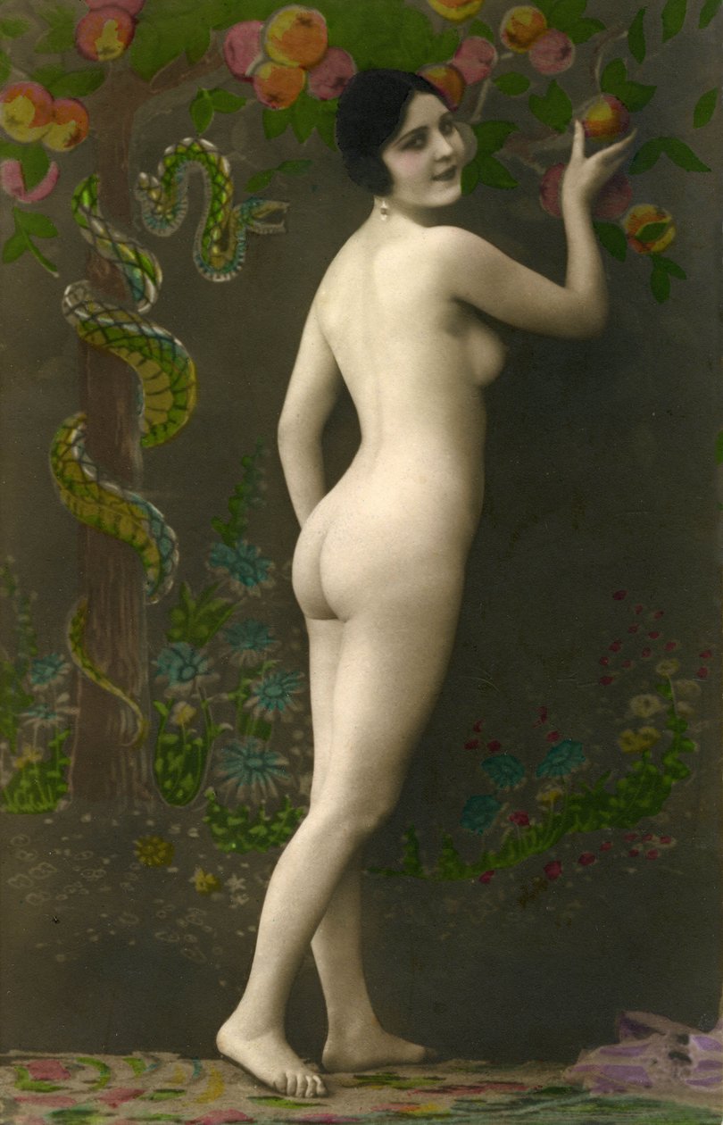 Carte postale fantaisie (kitsch) : Eve de la "Belle Epoque" (ca. 1920) - Unknown photographer