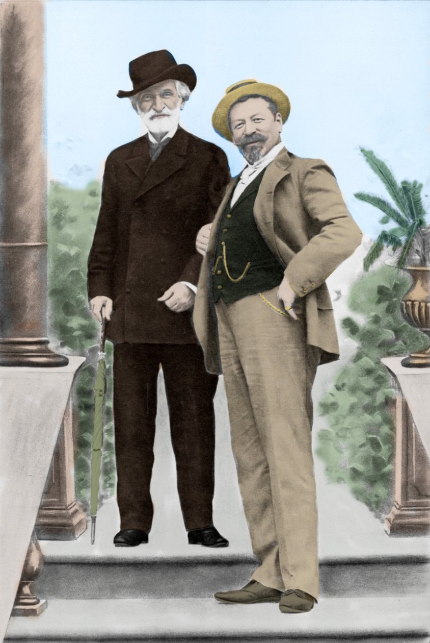 Giuseppe Verdi, compositeur italien, et le ténor Francesco Tamagno à Montecatini à la fin du 19ème siècle - Unknown photographer