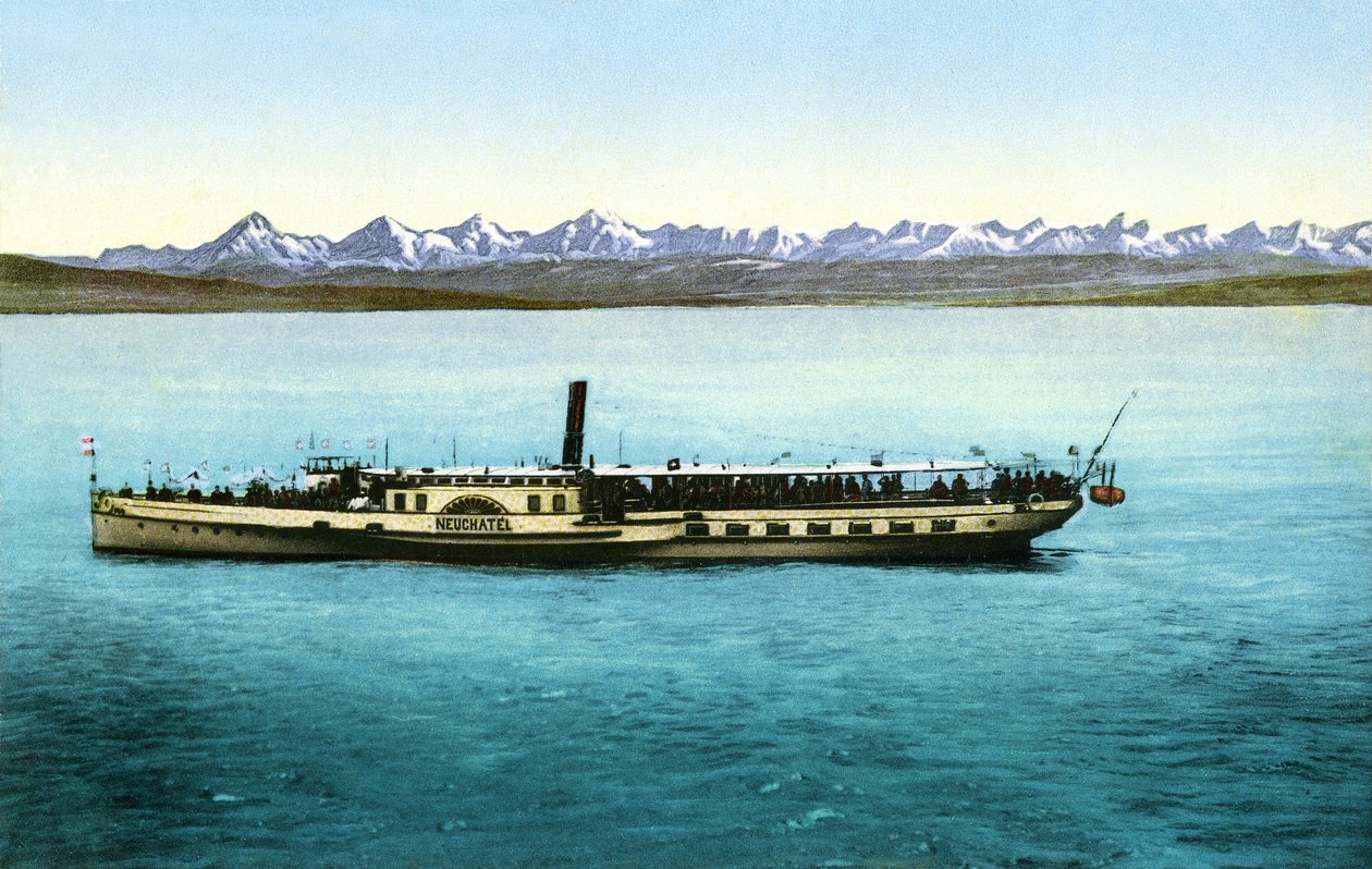 Lac de Neuchâtel (France, Suisse) : le bateau à vapeur Salon) 1913 (carte postale) - Unknown photographer