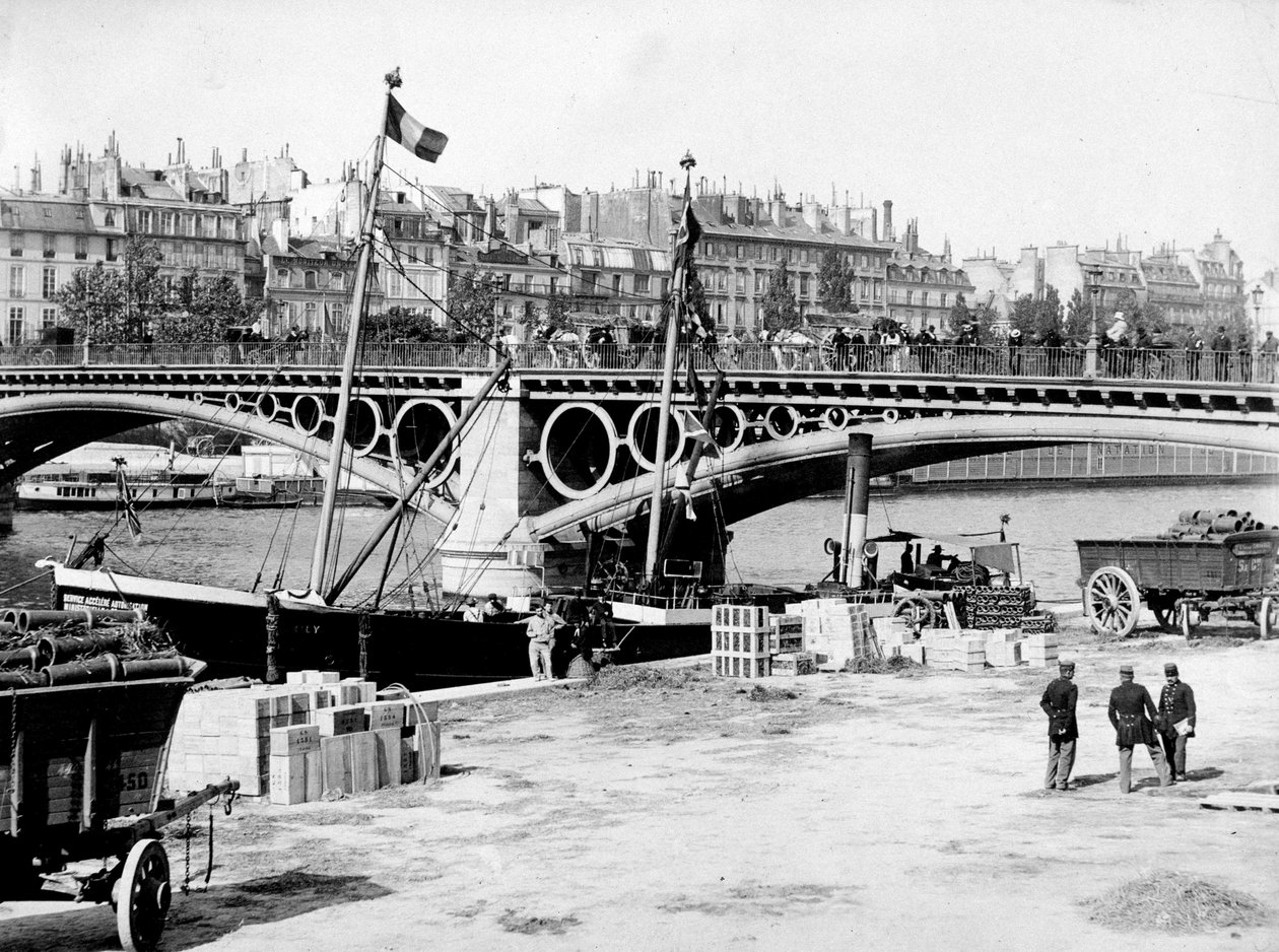 Paris : Le pont du Carrousel et les docks - photographie, fin 19e siècle - Unknown photographer