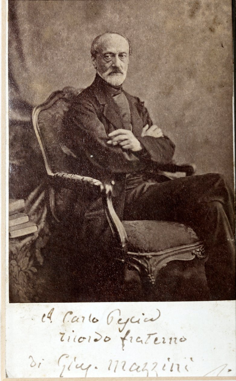 Portrait de Giuseppe Mazzini, avec autographe - Unknown photographer