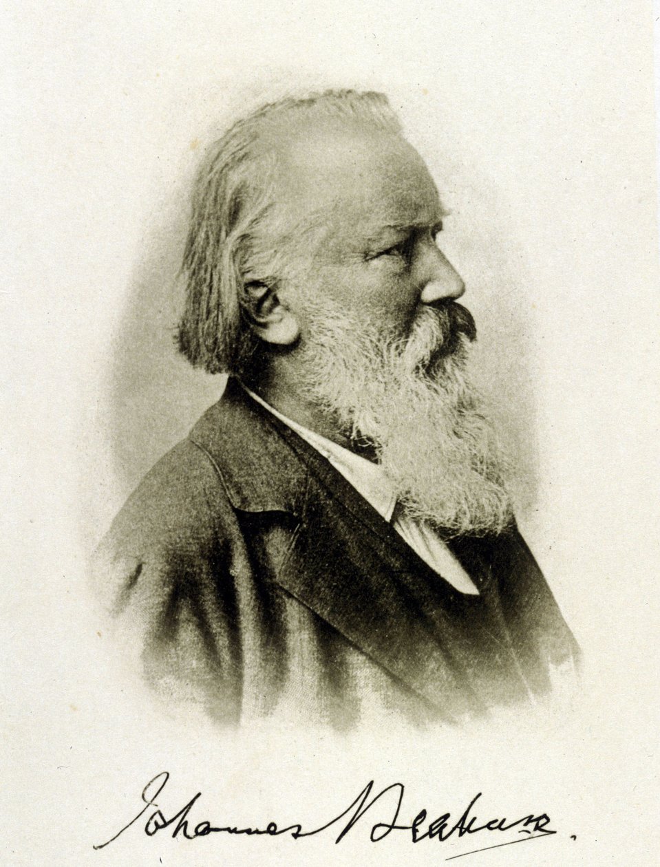 Portrait de Johannes Brahms (1833 - 1897), compositeur allemand sur une photographie autographe - Unknown photographer