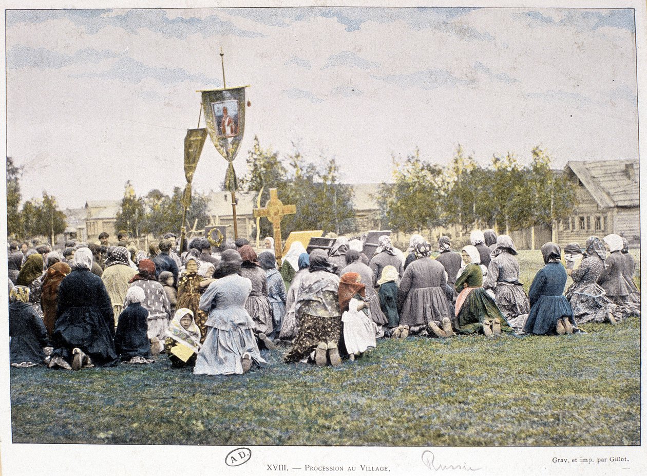 Procession dans le village (Russie) - photographie, fin du 19ème siècle - Unknown photographer