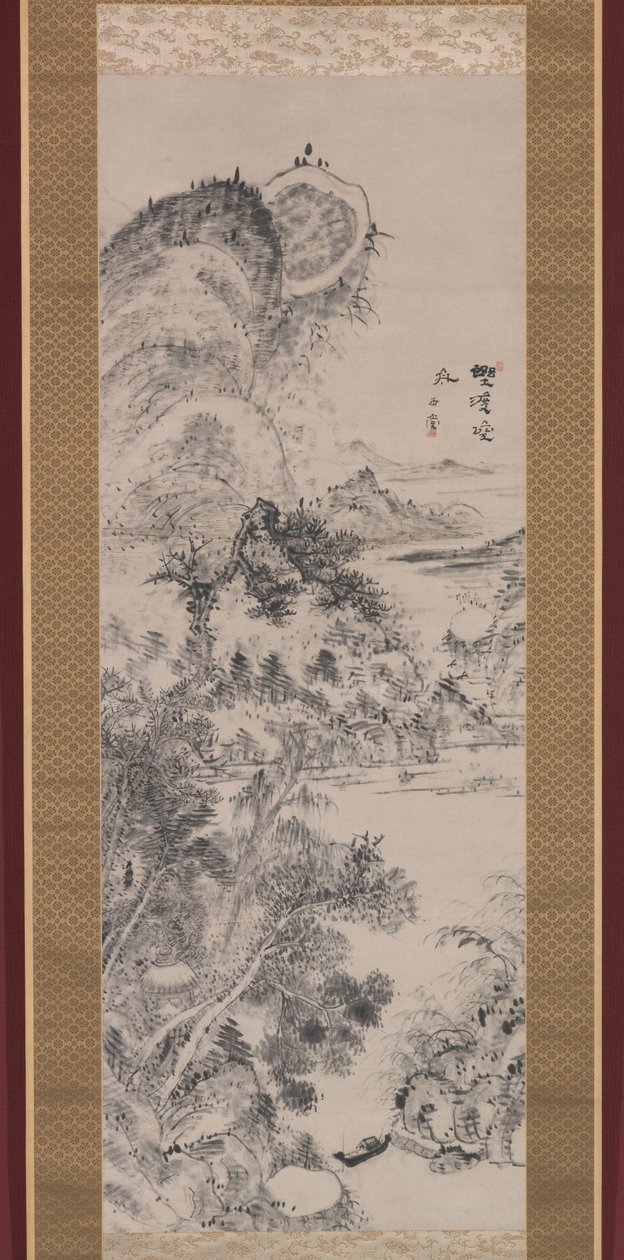 Ferry vide à une traversée sauvage, vers 1800 - Uragami Gyokudo