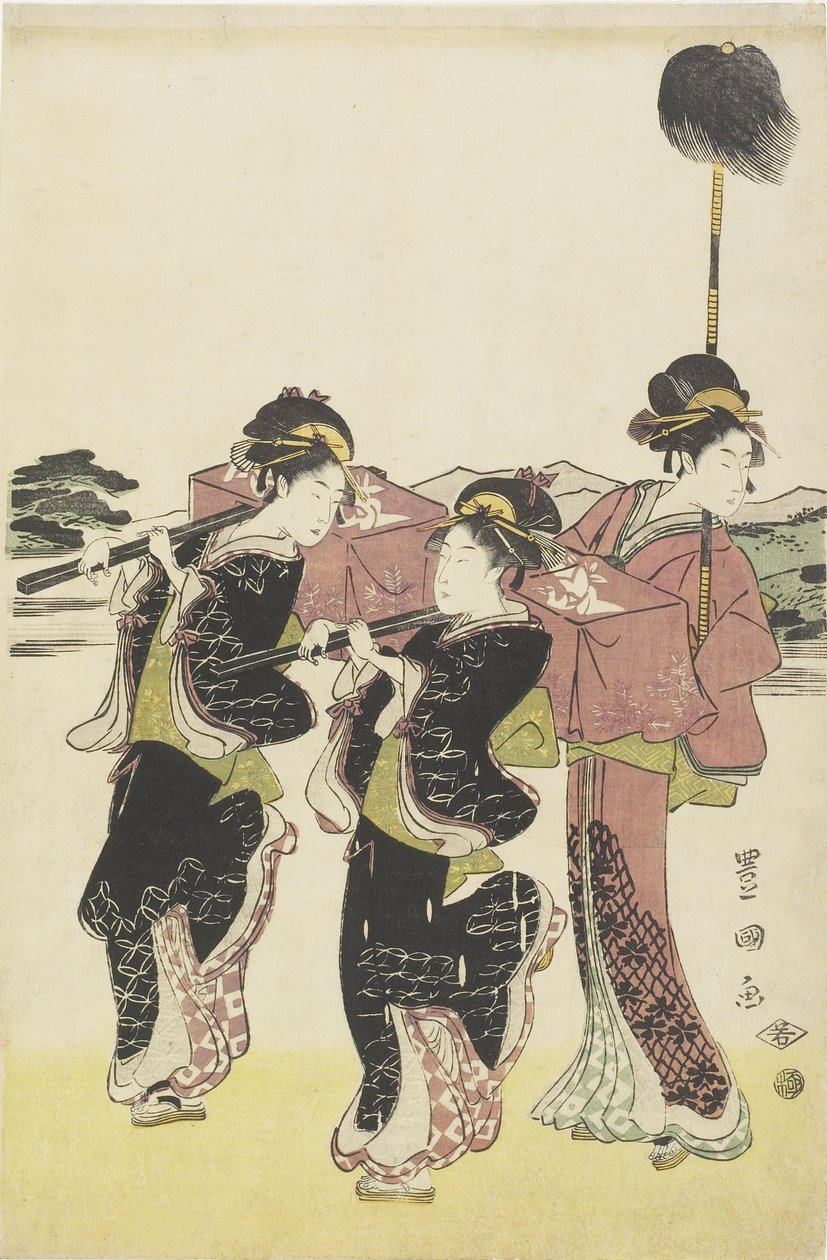Oiran (courtisane de haut rang) voyageant comme une Mitate de la procession Daimyo, fin du XVIIIe-début du XIXe siècle - Utagawa Toyokuni