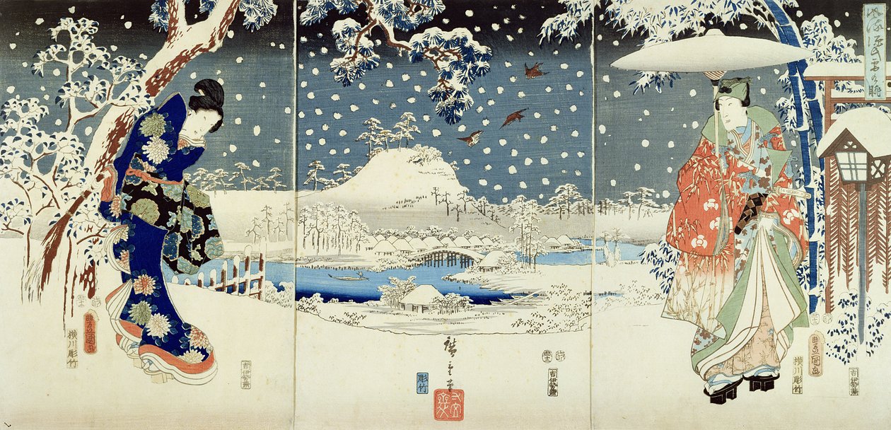 Scène de neige dans le jardin d