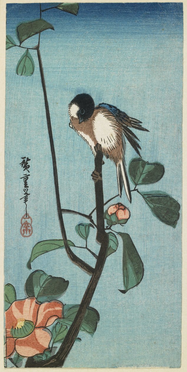 (Mésange sur Camélia), 1830-1858 - Utagawa Hiroshige
