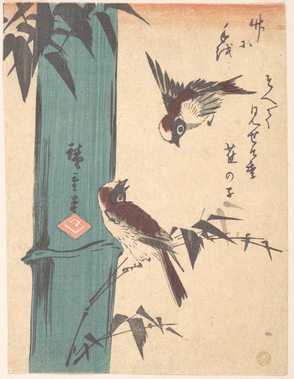 Bambou et moineaux - Utagawa Hiroshige