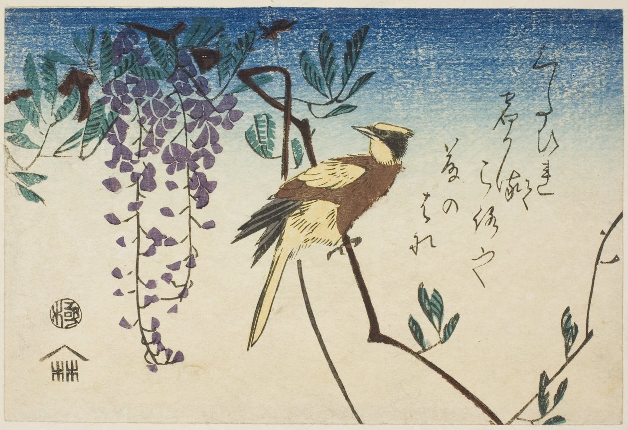 Loriot à nuque noire et glycine - Utagawa Hiroshige