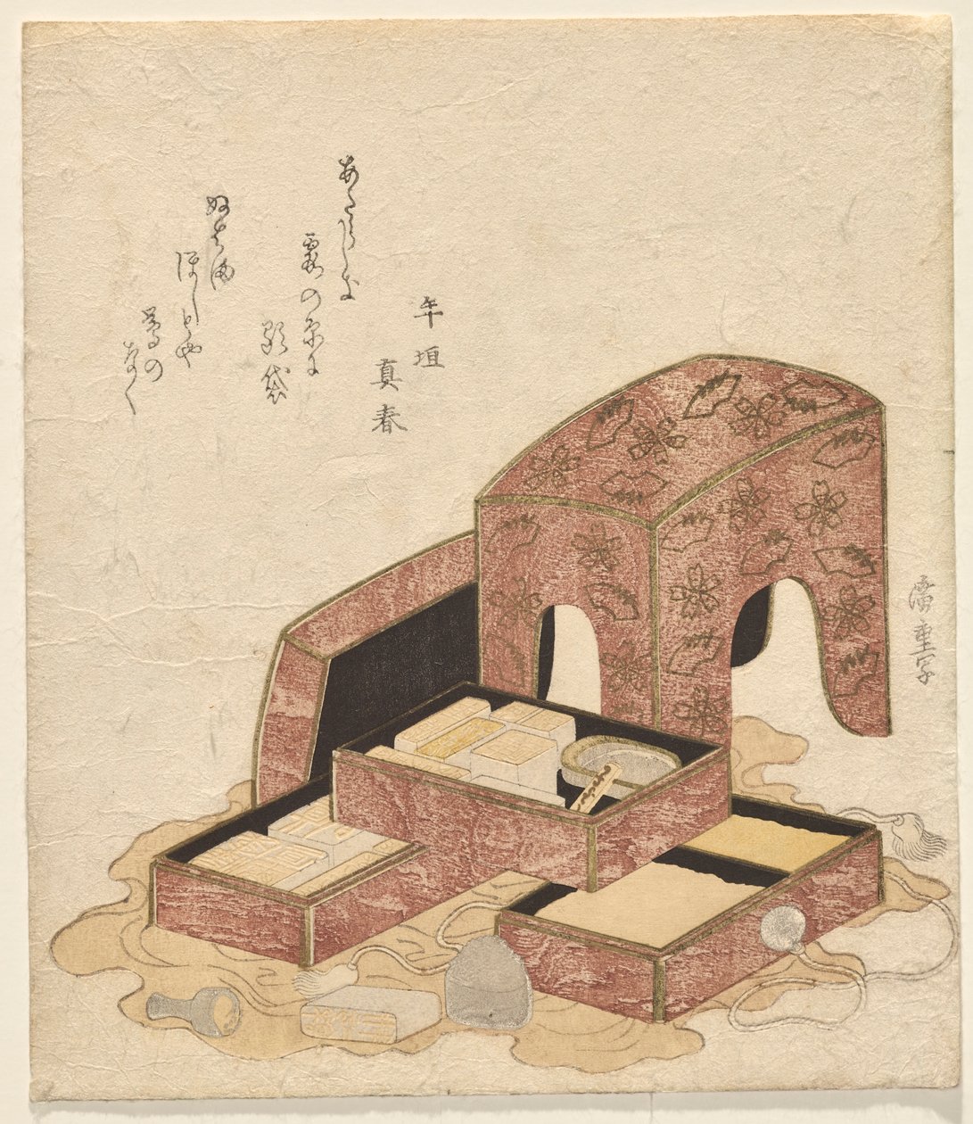 Ensemble de calligraphie avec plateaux de divers sceaux - Utagawa Hiroshige