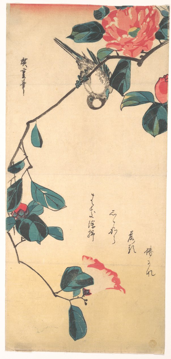 Kamelie und Gimpel - Utagawa Hiroshige