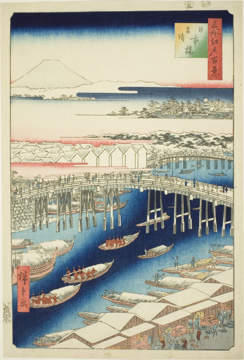 Temps clair après la neige au pont Nihon (Nihonbashi yukibare), de la série "Cent vues célèbres d