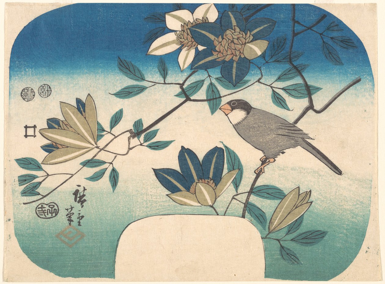 Clématite et oiseau - Utagawa Hiroshige