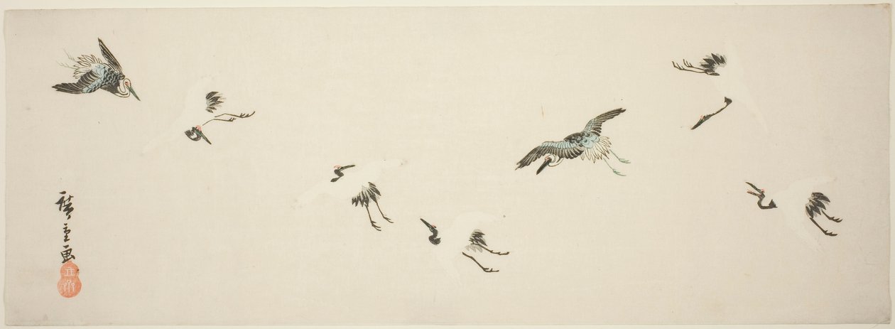 Grues en vol - Utagawa Hiroshige