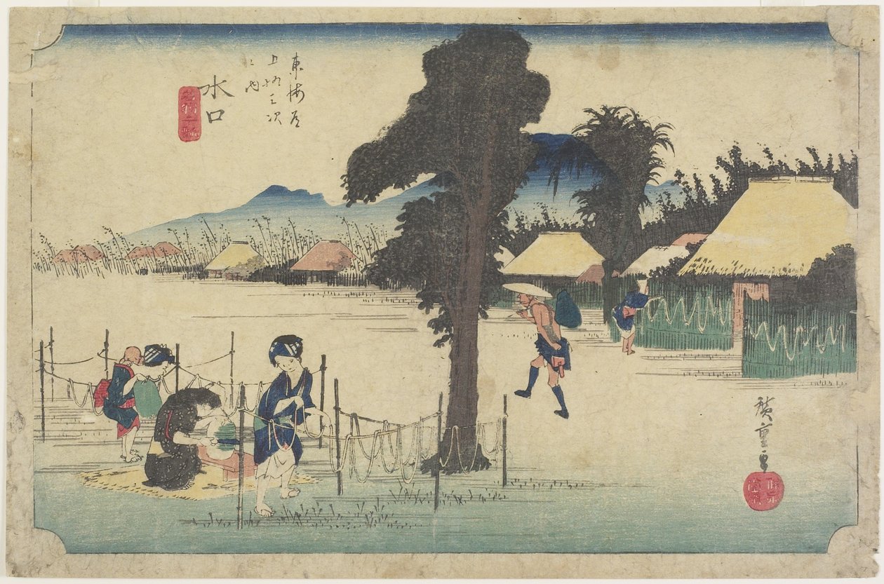 Séchage des Copeaux de Gourde, Minakuchi, c. 1833 - Utagawa Hiroshige