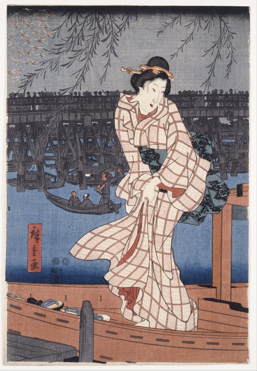 Soirée au bord de la rivière Sumida - Utagawa Hiroshige