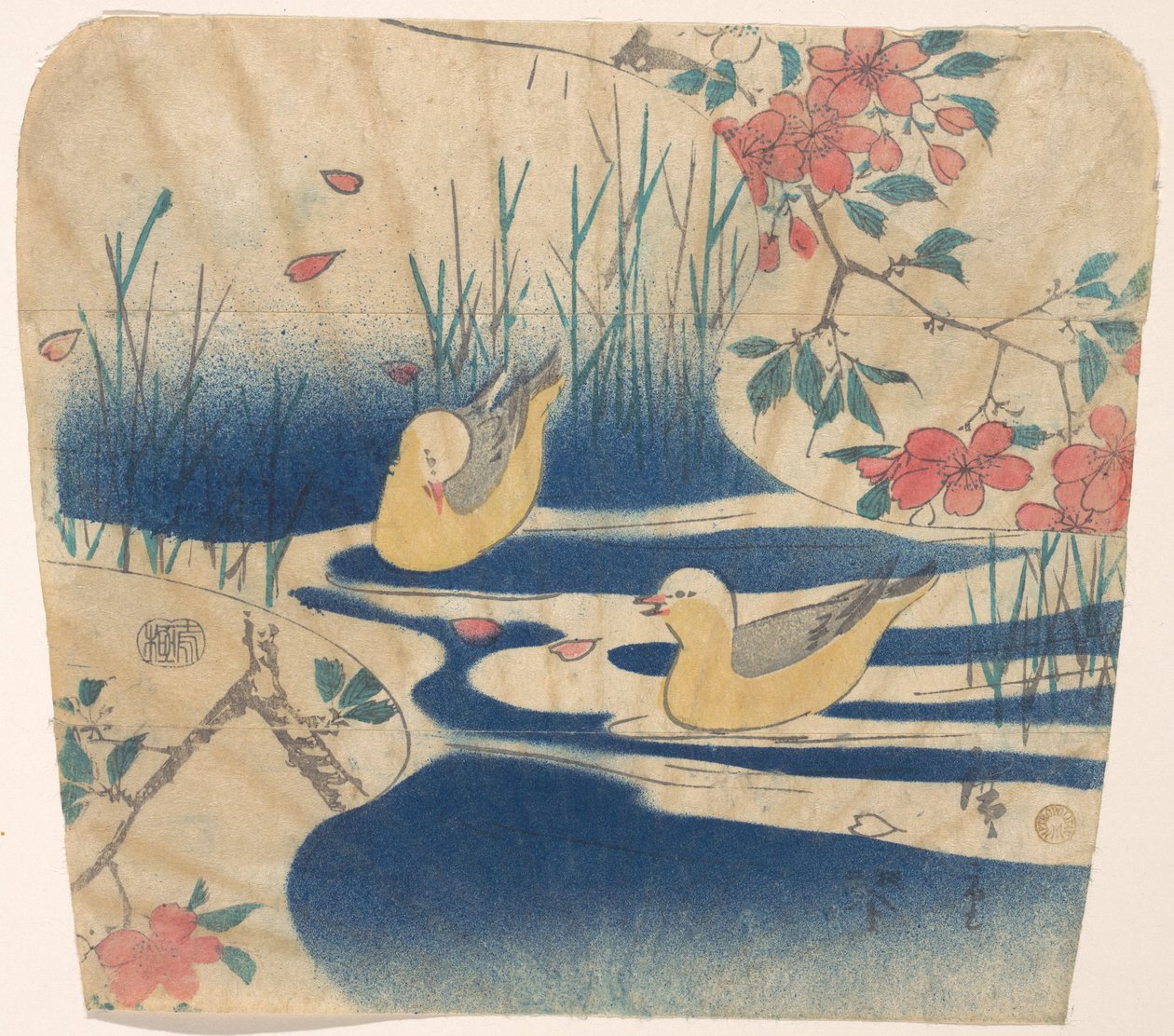 Mouettes rieuses et fleurs de cerisier - Utagawa Hiroshige