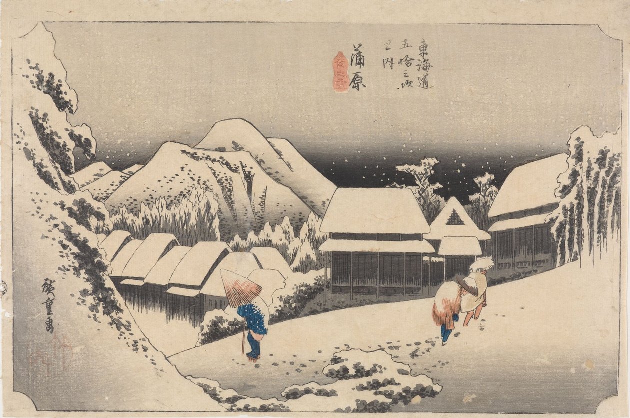 Kanbara : Neige nocturne - Utagawa Hiroshige