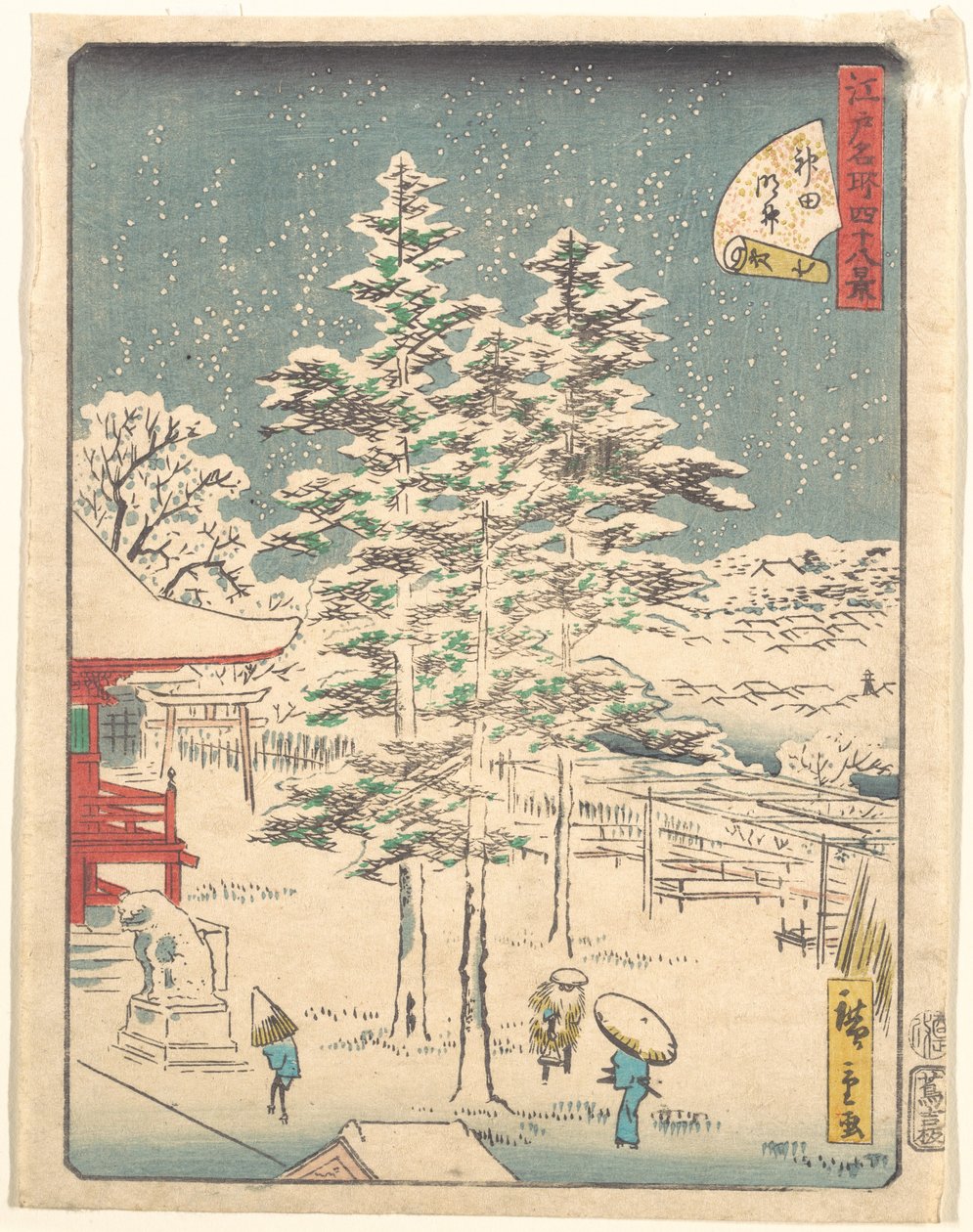 La neige au temple de Kanda - Utagawa Hiroshige